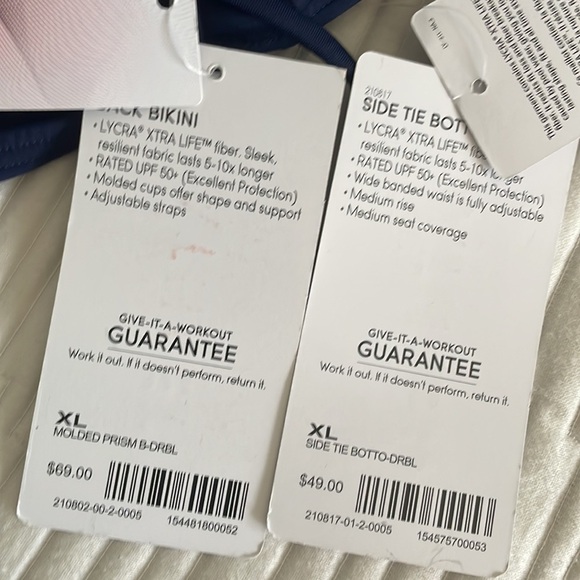 Athleta Prism Racer Back Bikini and Side Tie Bottom Navy Swim Set Beach XL - Picture 7 of 10